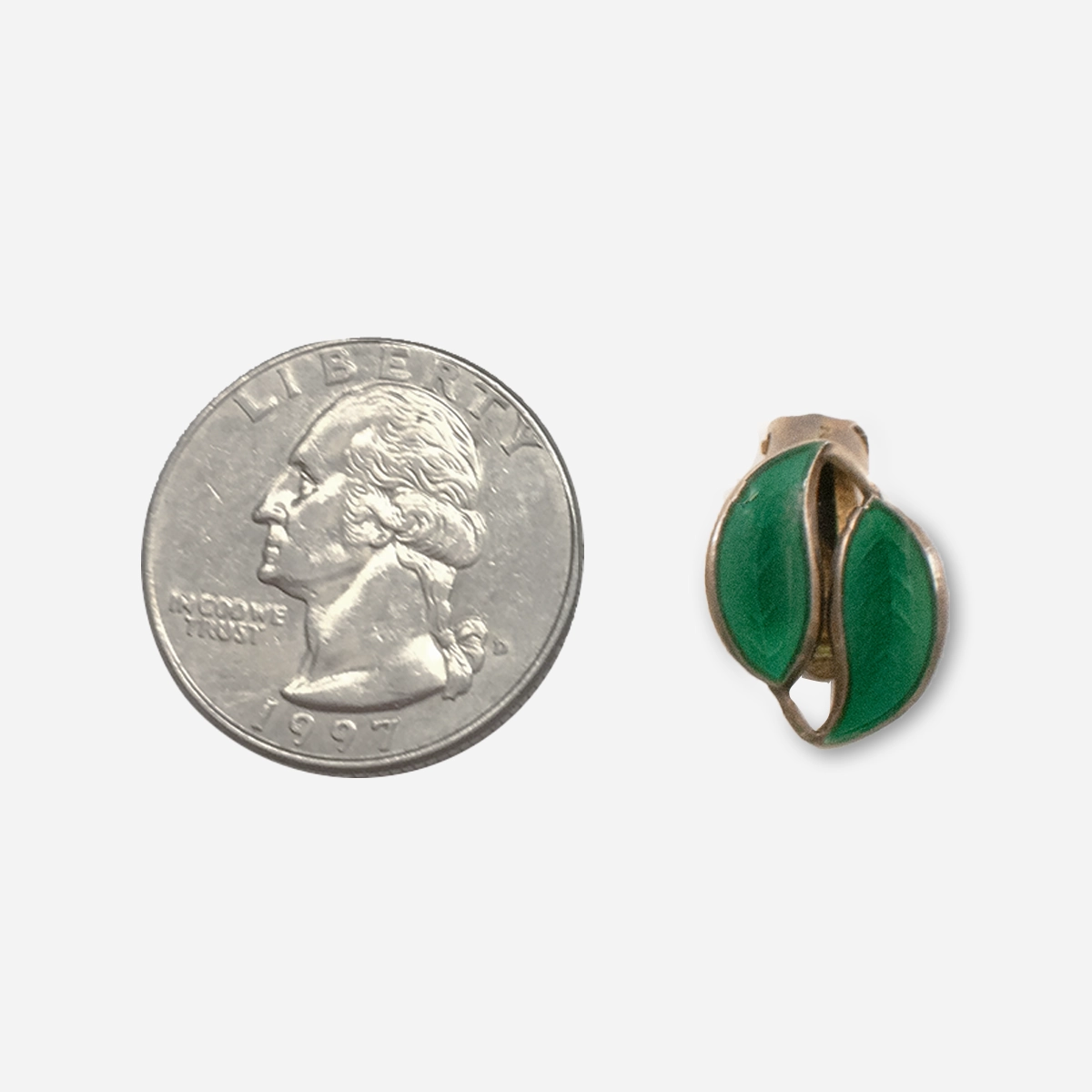 David Andersen green enamel leaf earrings