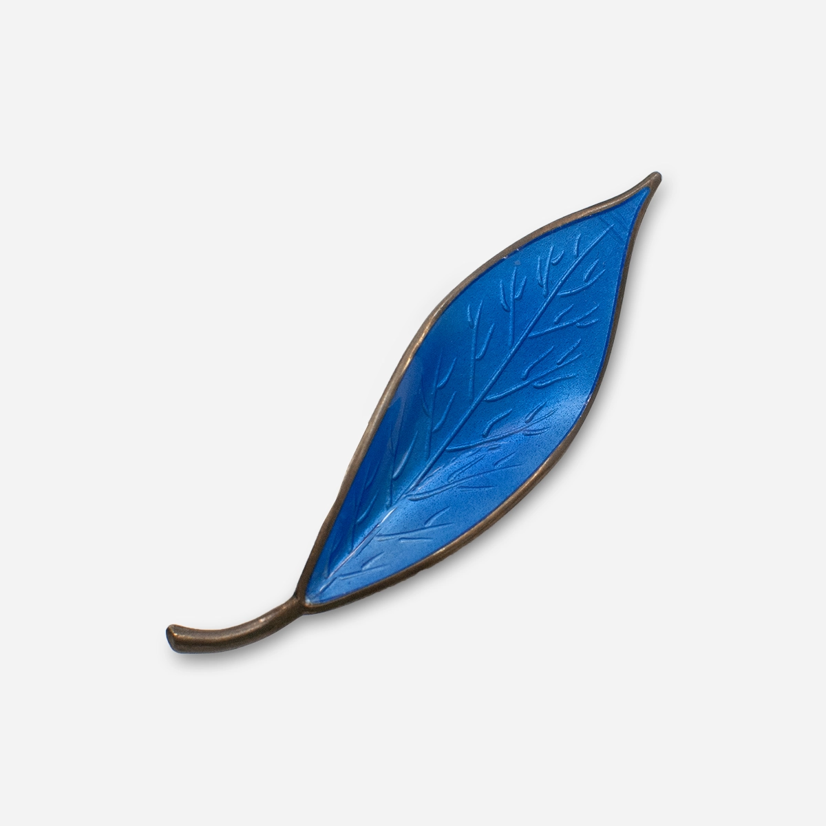 David Anderson Blue enamel leaf brooch