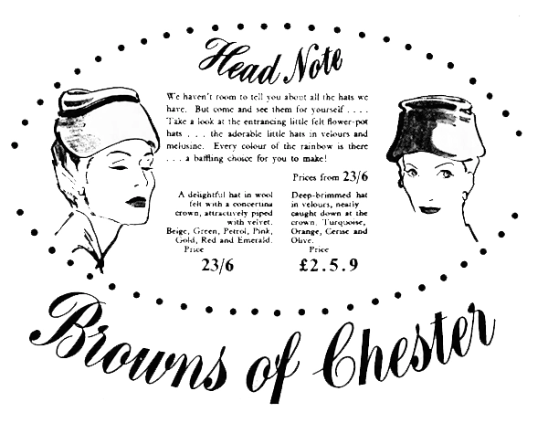 Flower pot hat ad 1956