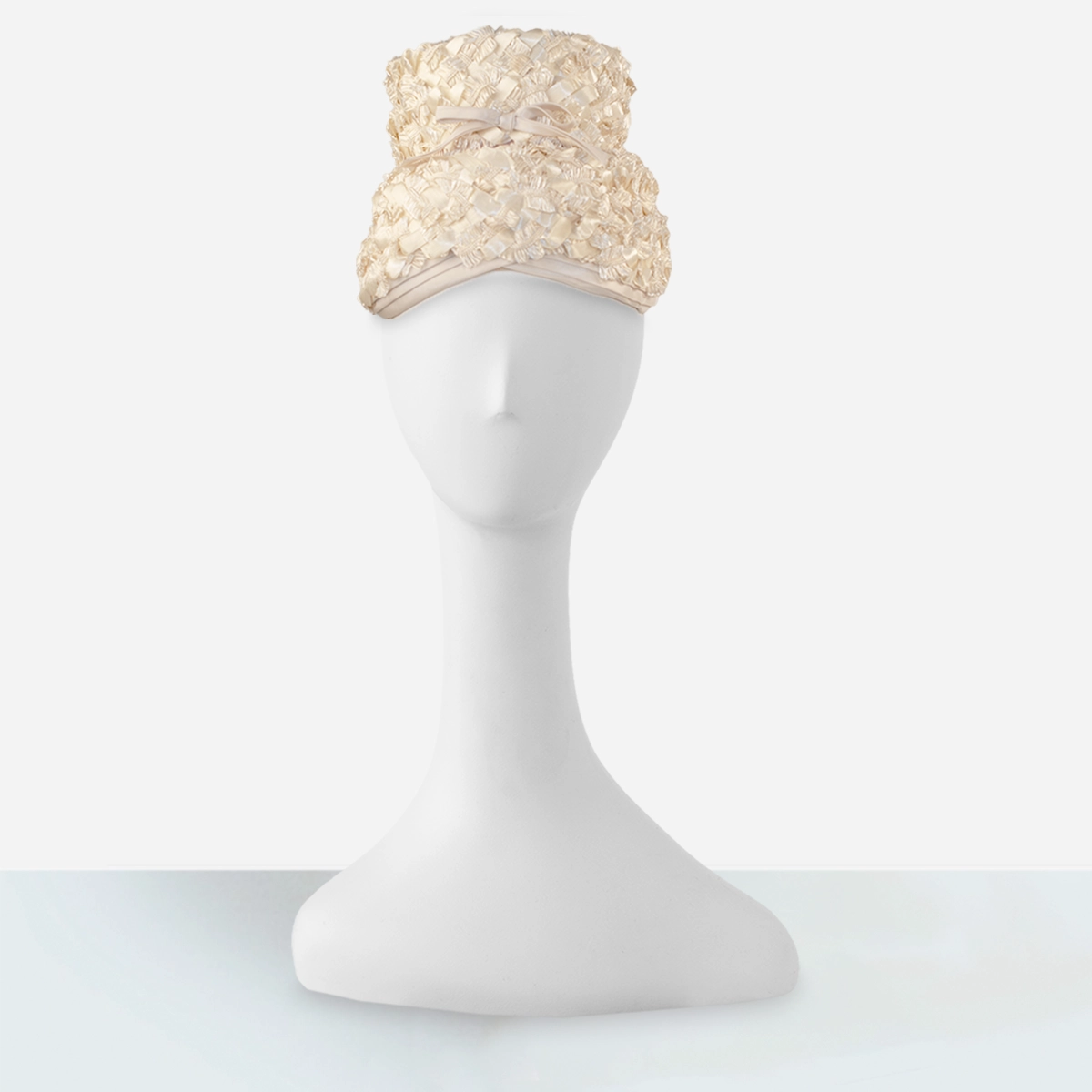 1950s Modern Miss cream straw turban