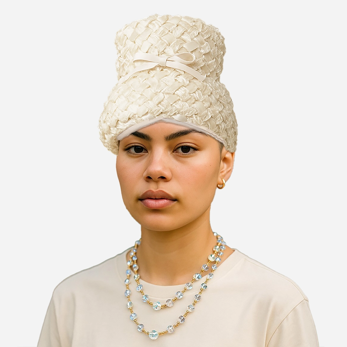 Modern Miss Cream Straw Turban