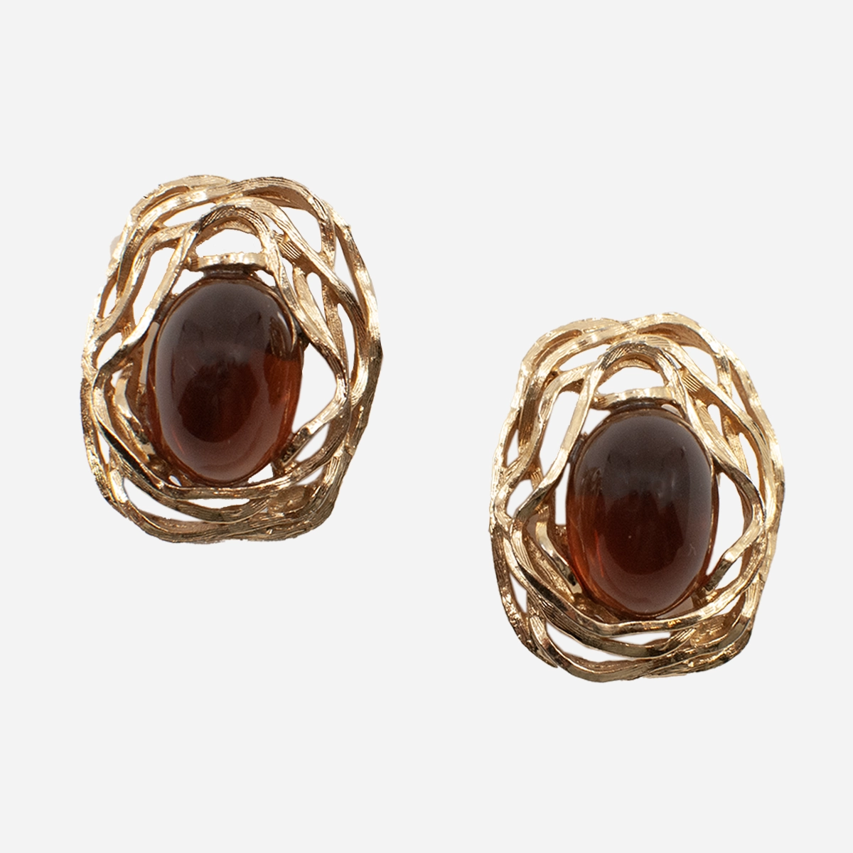 1970s Napier topaz cabochon screw clip earrings