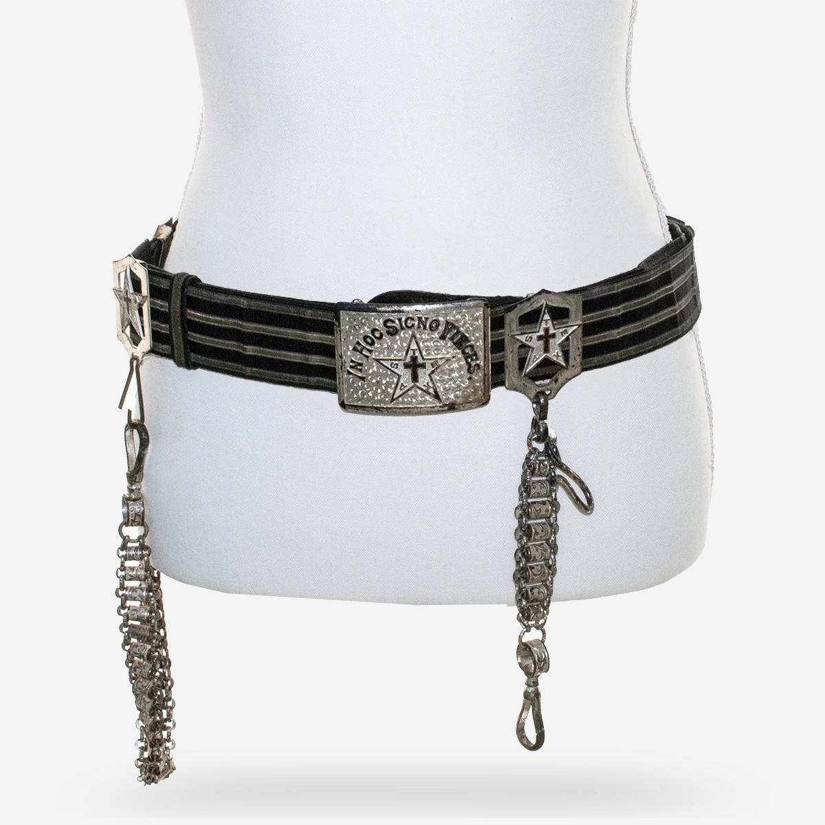 Texas Masonic Knights Templar Metal & fabric belt
