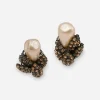 Vintage amber rhinestone & pearl screw clip earrings Vintage amber rhinestone & pearl screw clip earrings