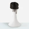 black linen turban, netting tassel
