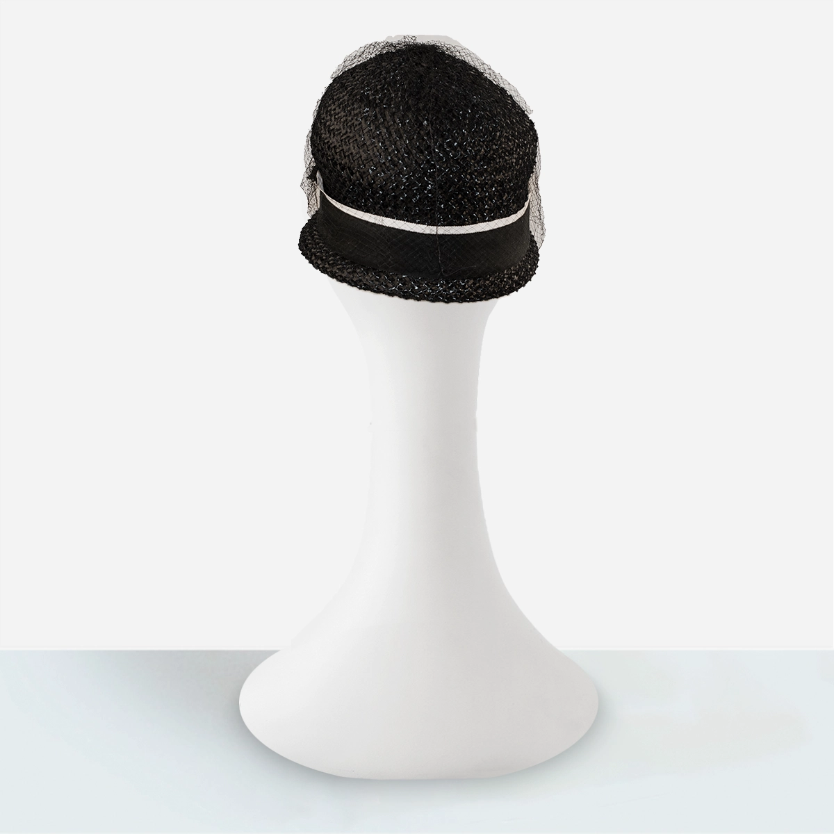 vintage black straw toque