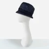 1960s navy blue flower pot hat Vintage blue hat large size