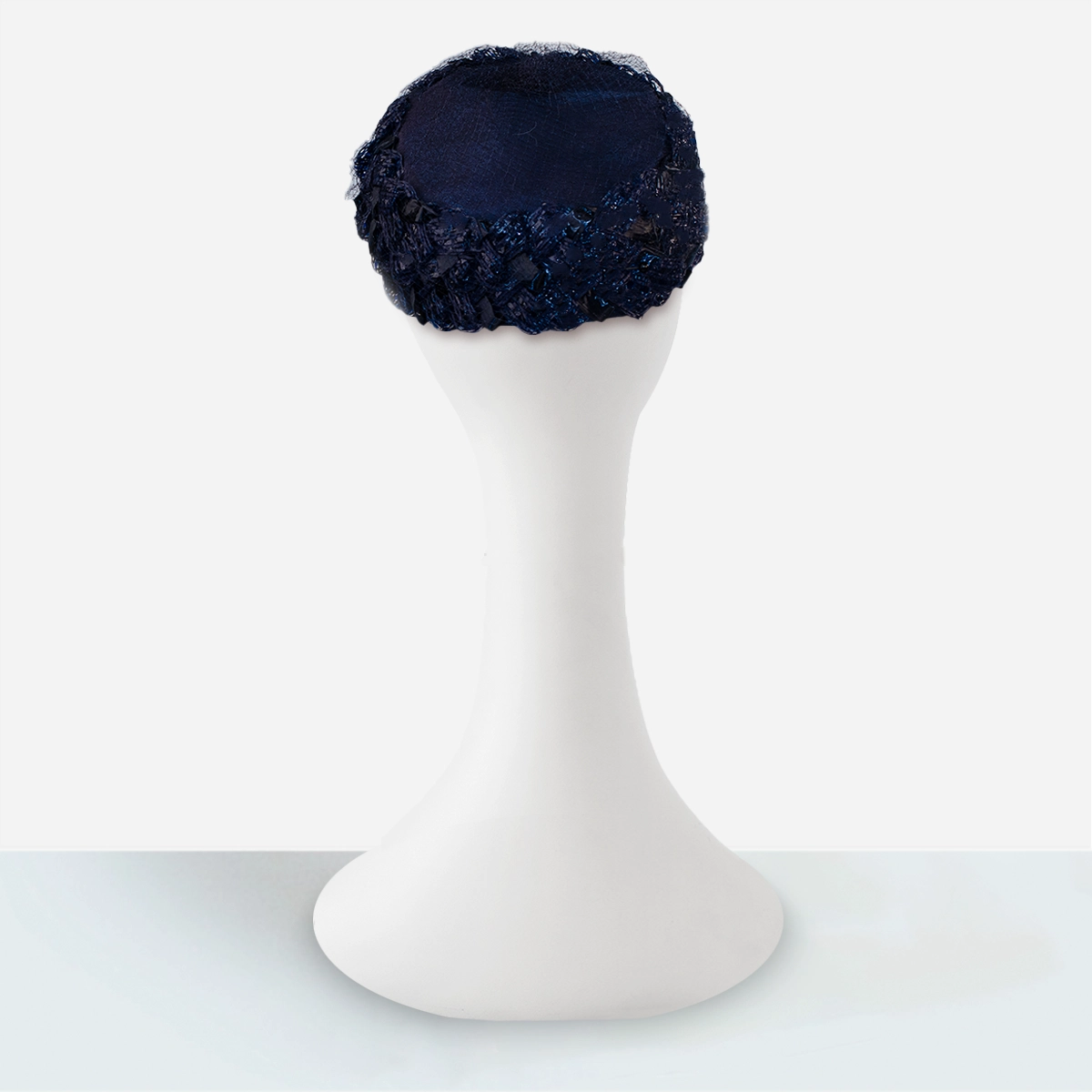 1950s navy blue bubble straw hat