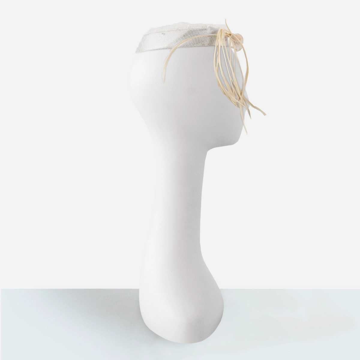 1950s White Open-Top Pillbox | Feather Bud & Veil