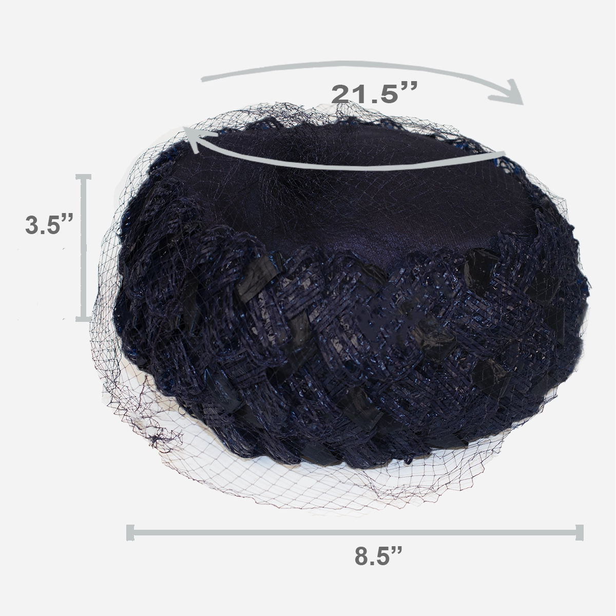 1950s Navy Blue straw bubble beret size