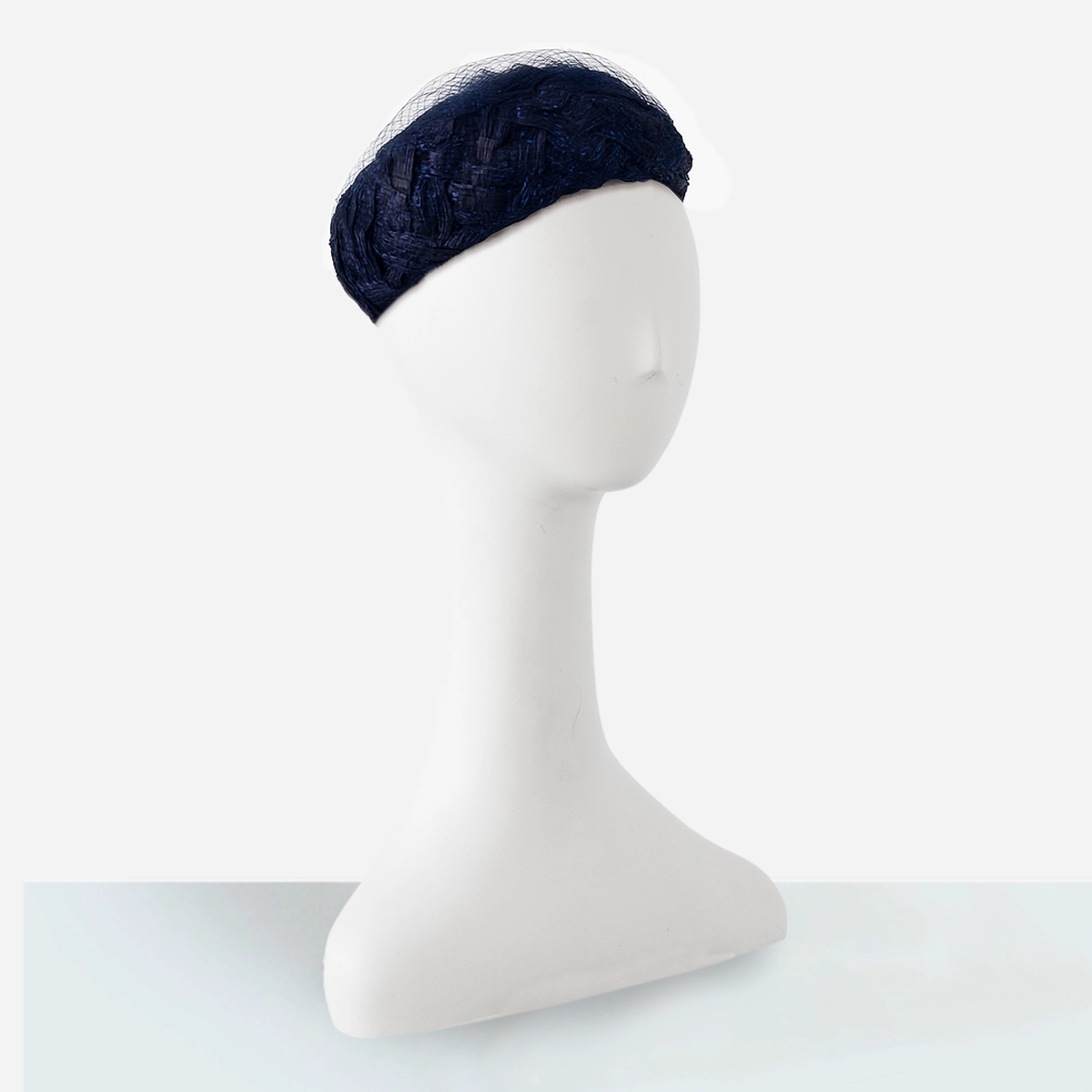 1950s Navy blue straw bubble beret