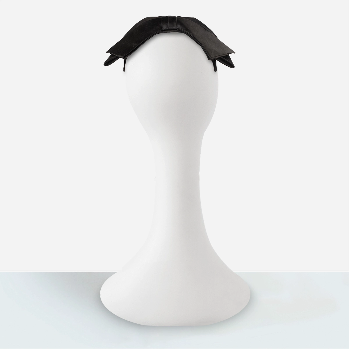 Black satin bow half hat