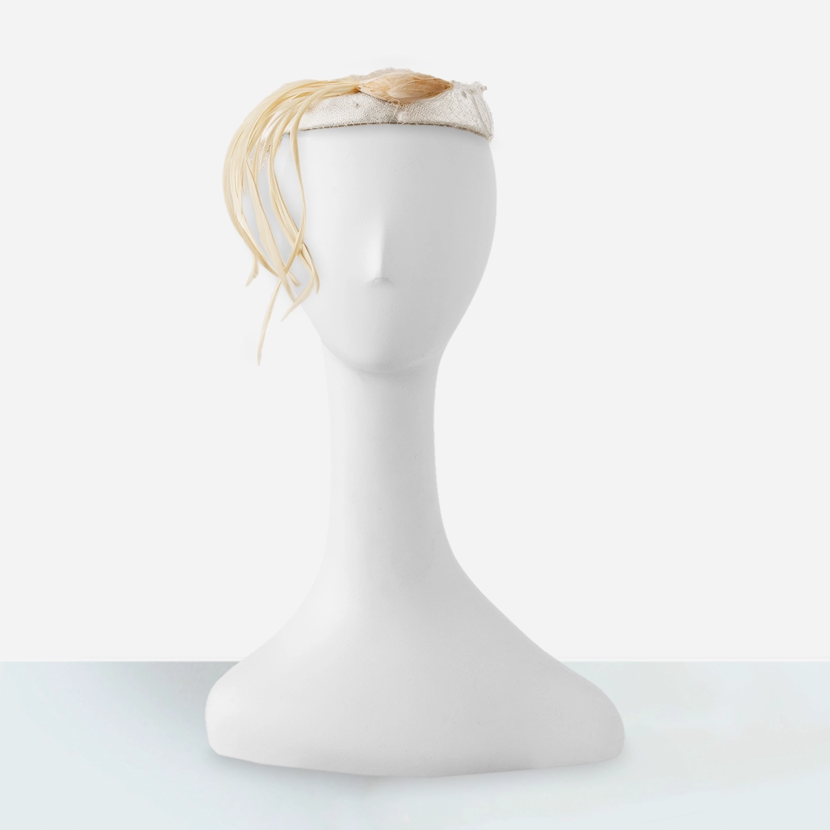 White feather pillbox hat