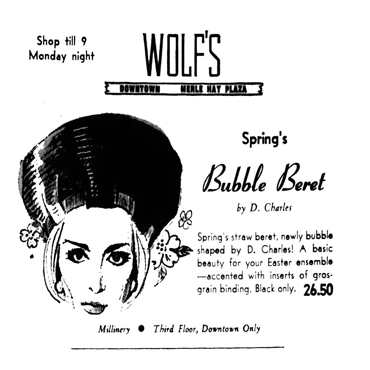 women's bubble beret hat advertisement 1964
