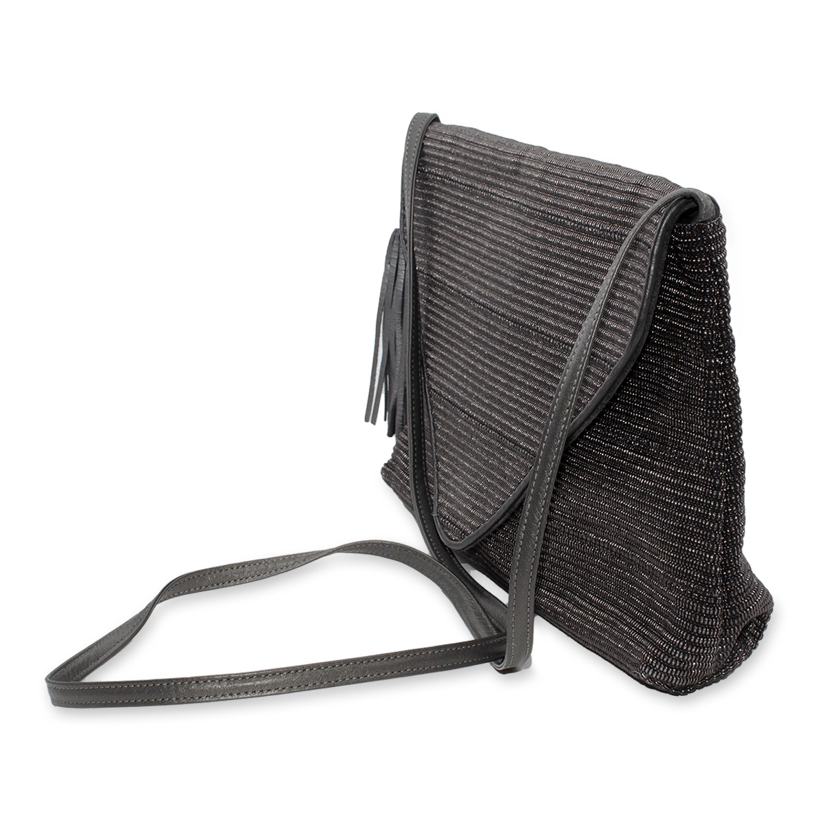 1990s Sharif Crossbody Bag | Americana Pebble Grain with Tassel