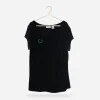 Black knit cocktail blouse