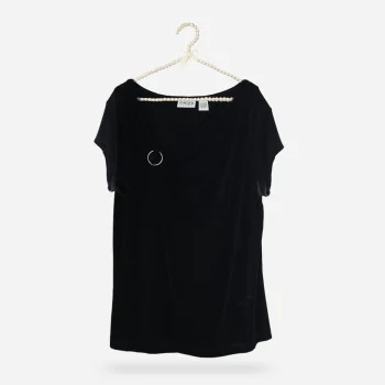 Black knit cocktail blouse