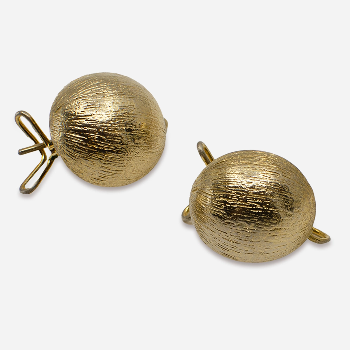 Brushed Gold Button Earrings | 1950s Wingback Style
