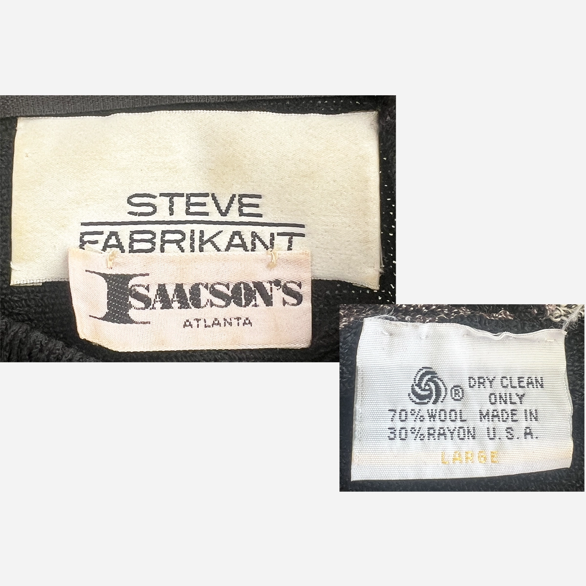 Steve Fabrikant label and care instructions on dress