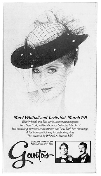 Whittall Javits hat ad 1983