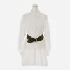 Vintage Morris Moskowitz belt styled over white shirt dress.