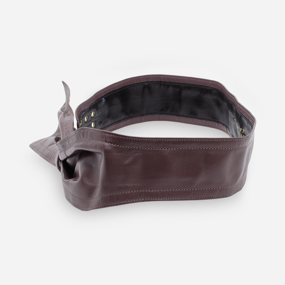 Side view of vintage Morris Moskowitz wide leather belt.