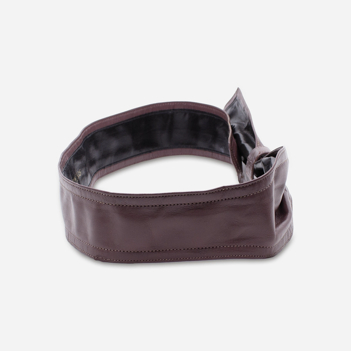 Side view of vintage Morris Moskowitz wide leather belt.