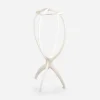 white plastic hat stand