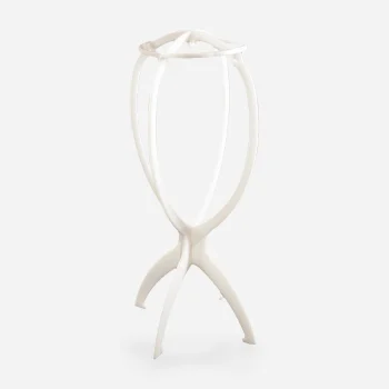 white plastic hat stand