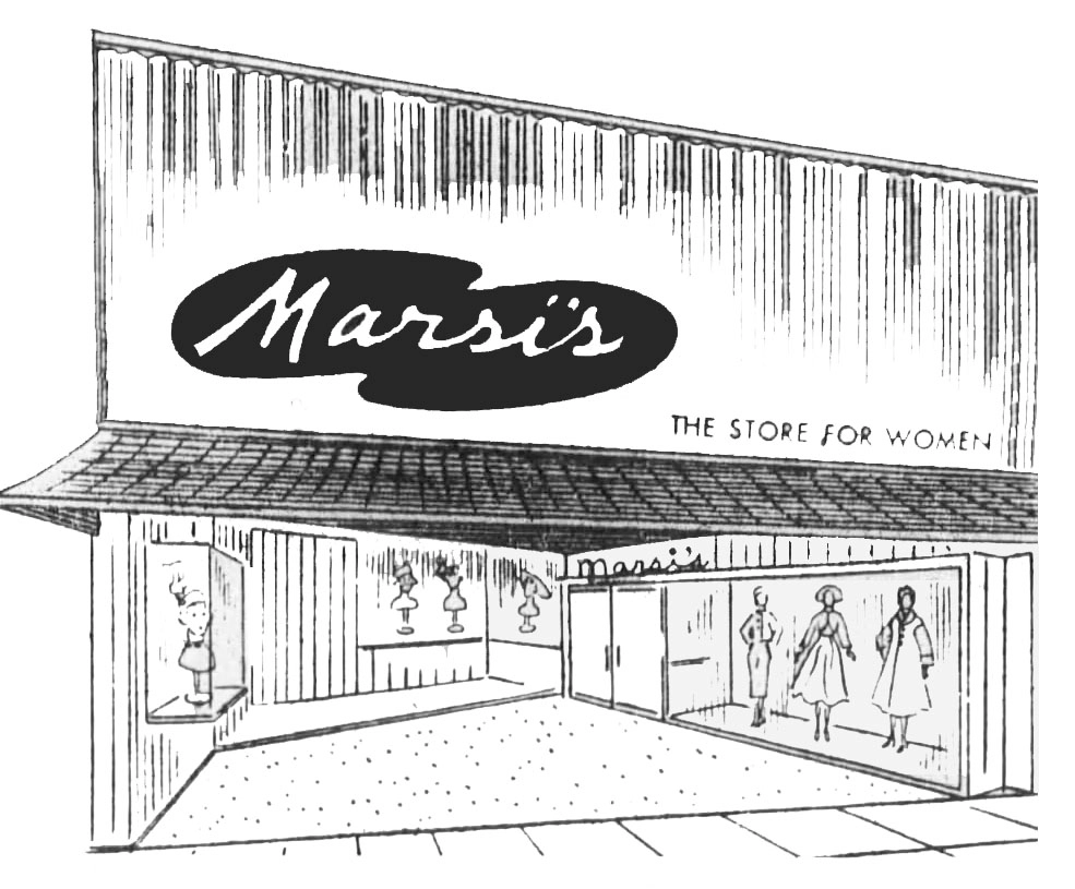 Drawing of a Marsi's California storefront from 1953