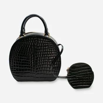 SImone Roche black hatbox style bag and coin purse