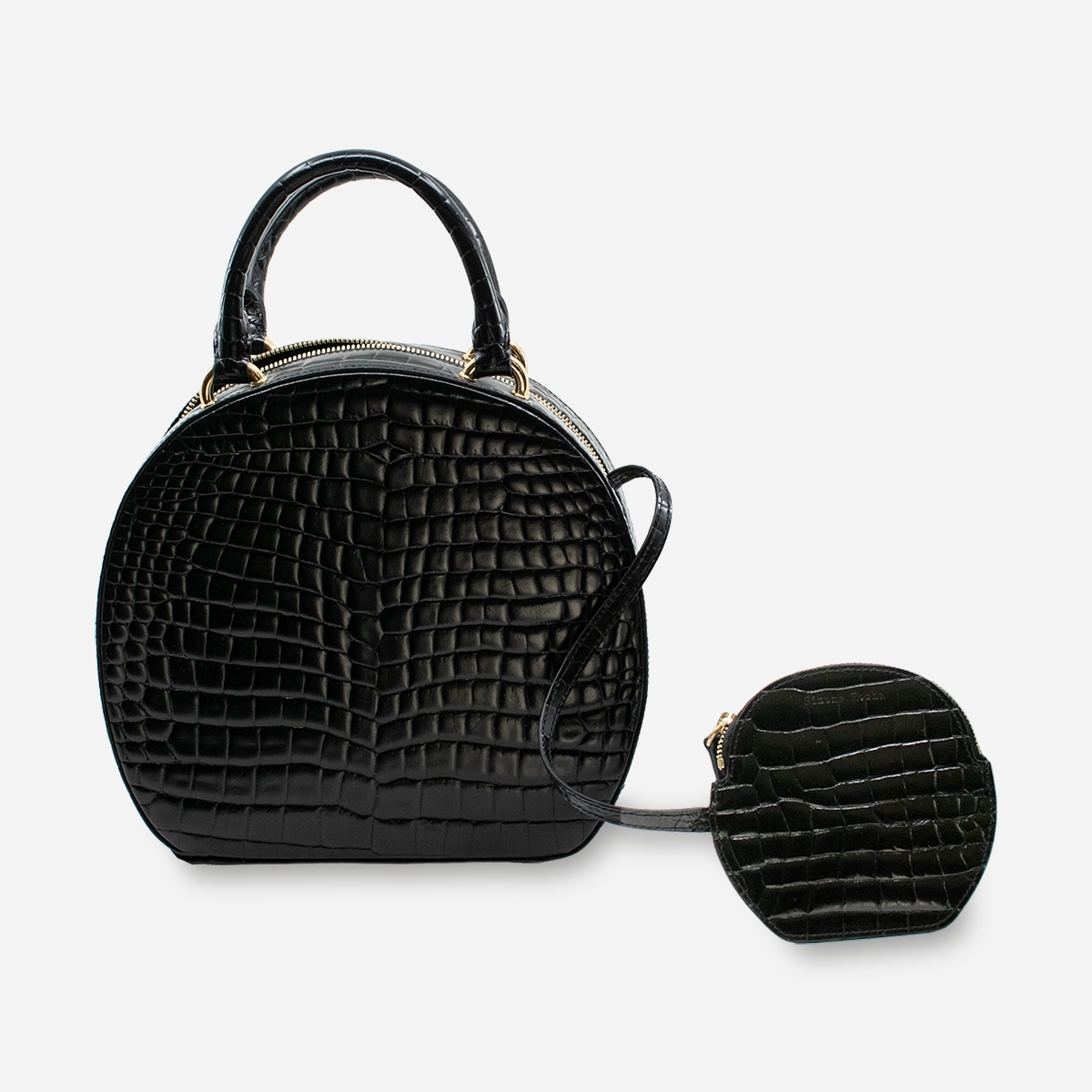 SImone Roche black bag and coin purse SImone Roche black hatbox style bag and coin purse