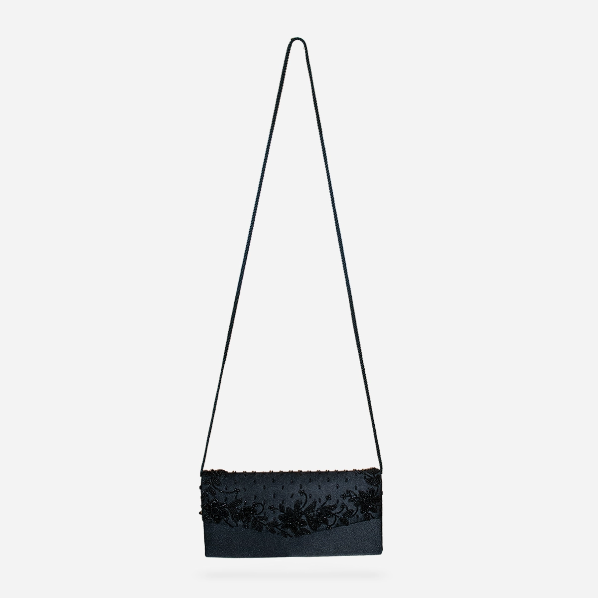 black beaded crossbody handbag