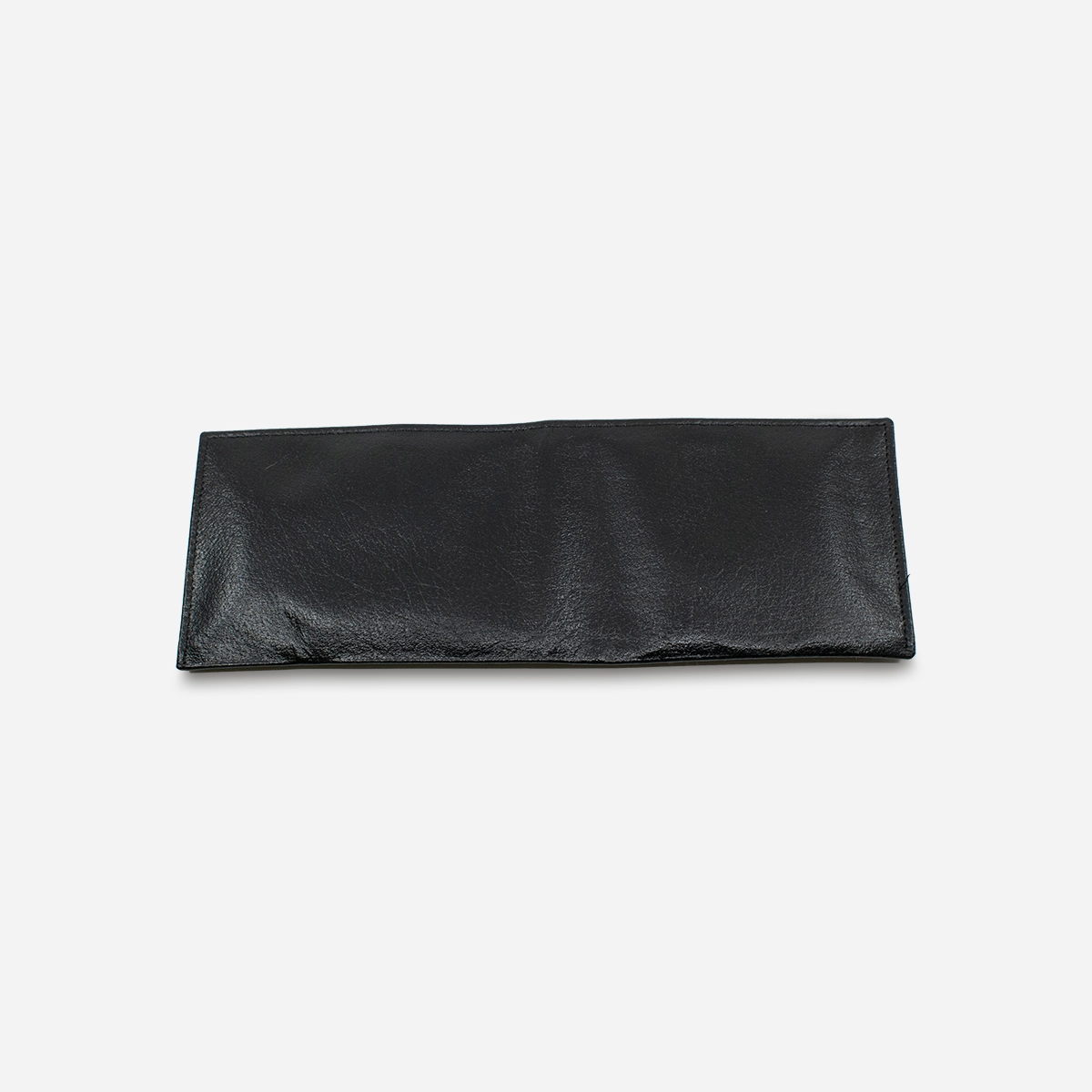 Back view of open black Buxton wallet.