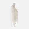 vintage giorgio armani shirt Side view right — Right side view of vintage Armani cream sheer silk blouse with long sleeves.
