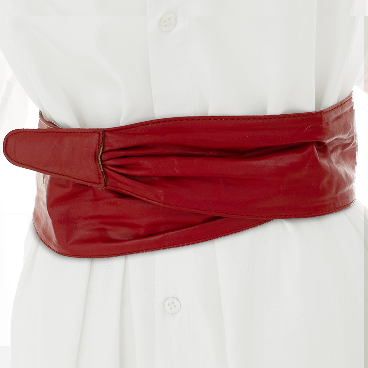 vintage wide red leather belt