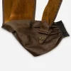 vintage womens brown belt close-up of brown leather buckle with hook and Velcro closure