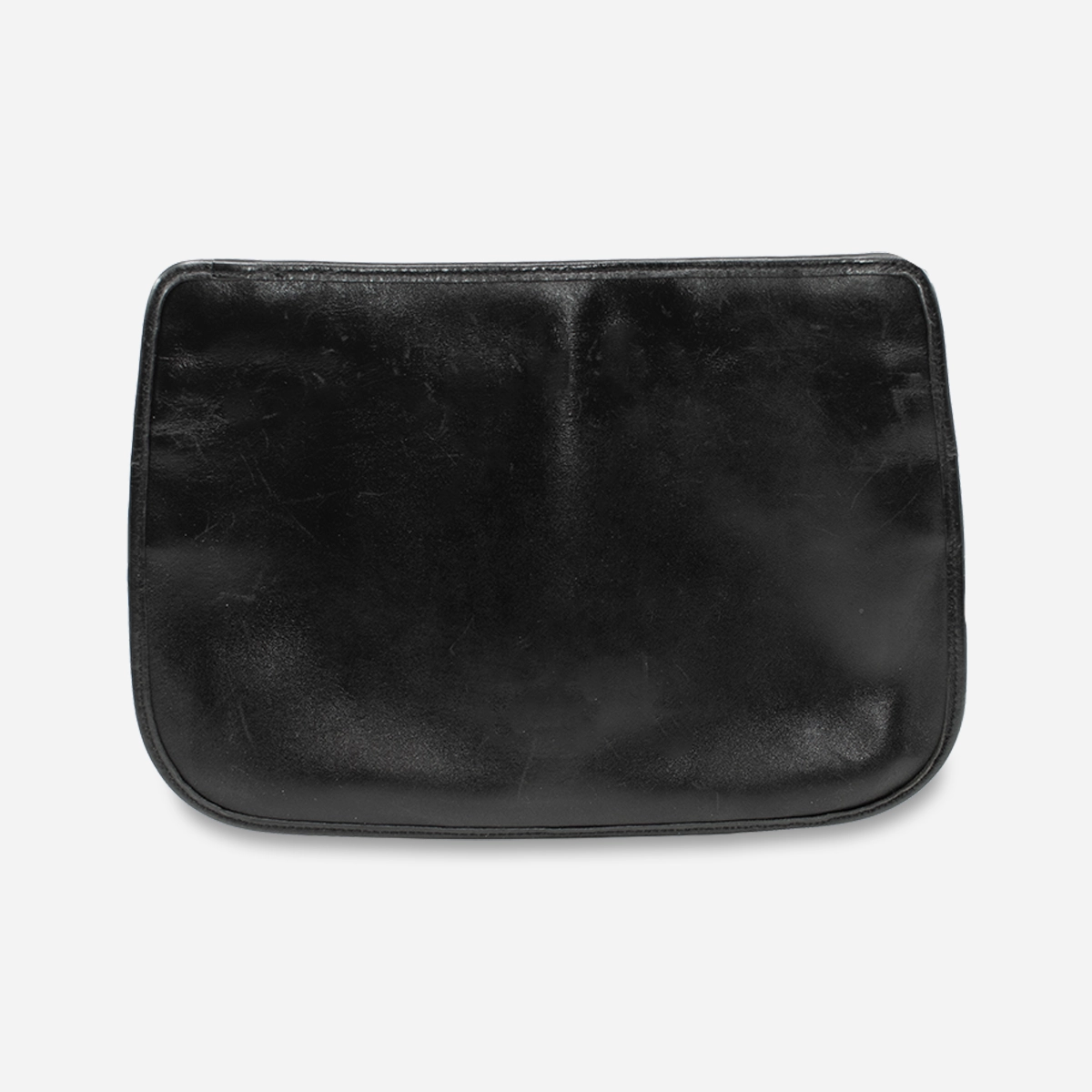 Vintage Gucci black leather bag with exterior slip pockets.