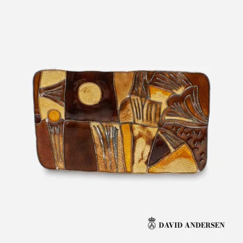 signed David Anderson Sterling silver Enamel Brooch, autumn tones