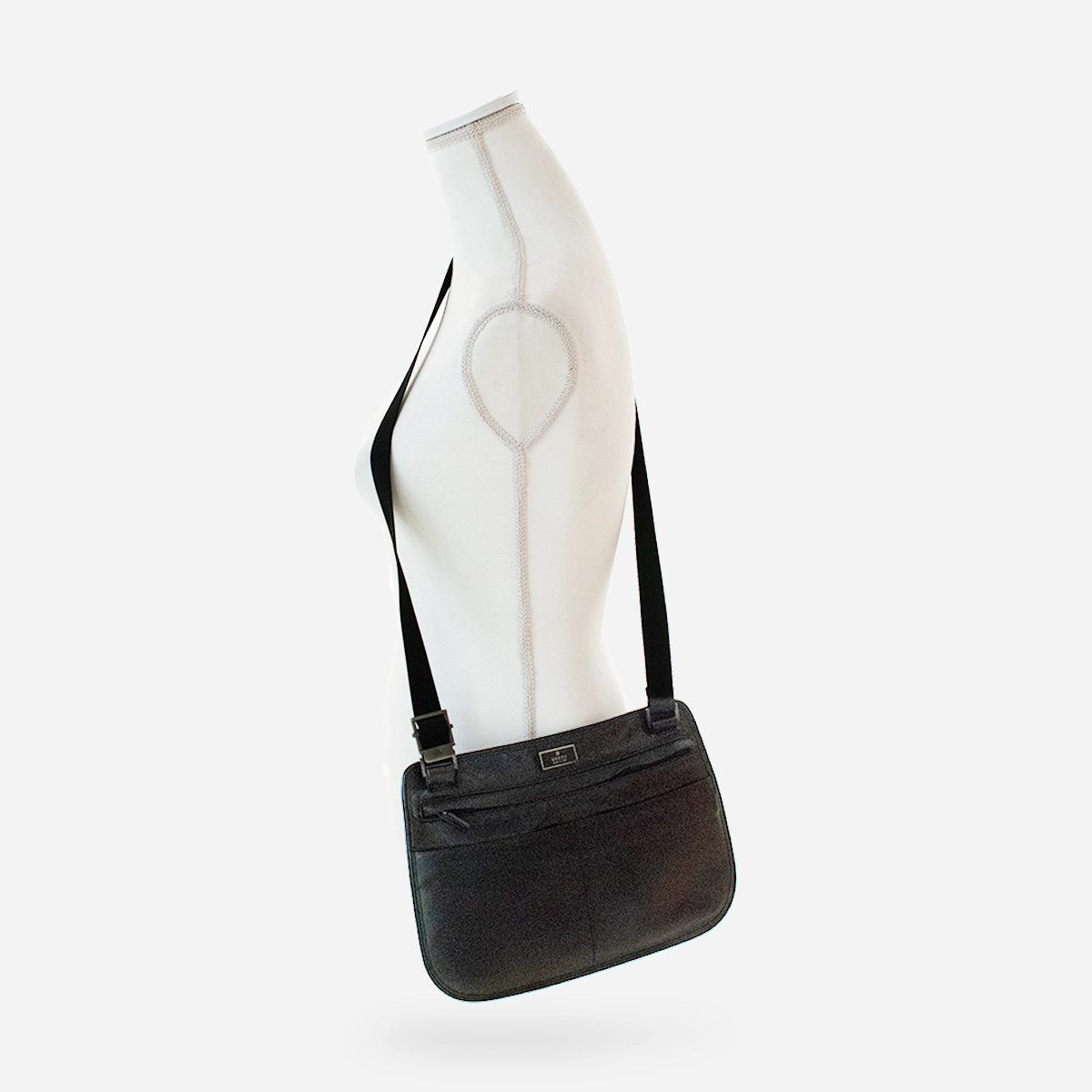 vintage gucci black leather shoulder bag