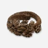 Miriam Haskell 1950s brass floral wrap bracelet with bead and wire construction