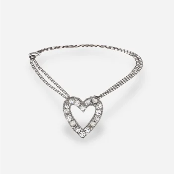 1960s silver crystal heart bracelet