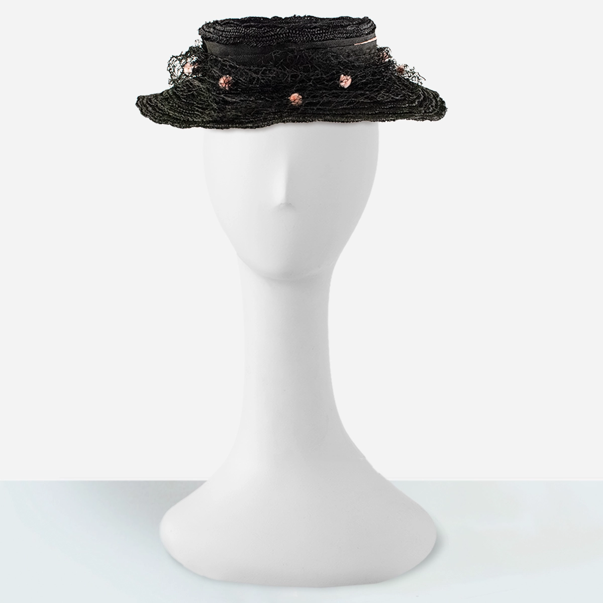 Black and pink black straw hat