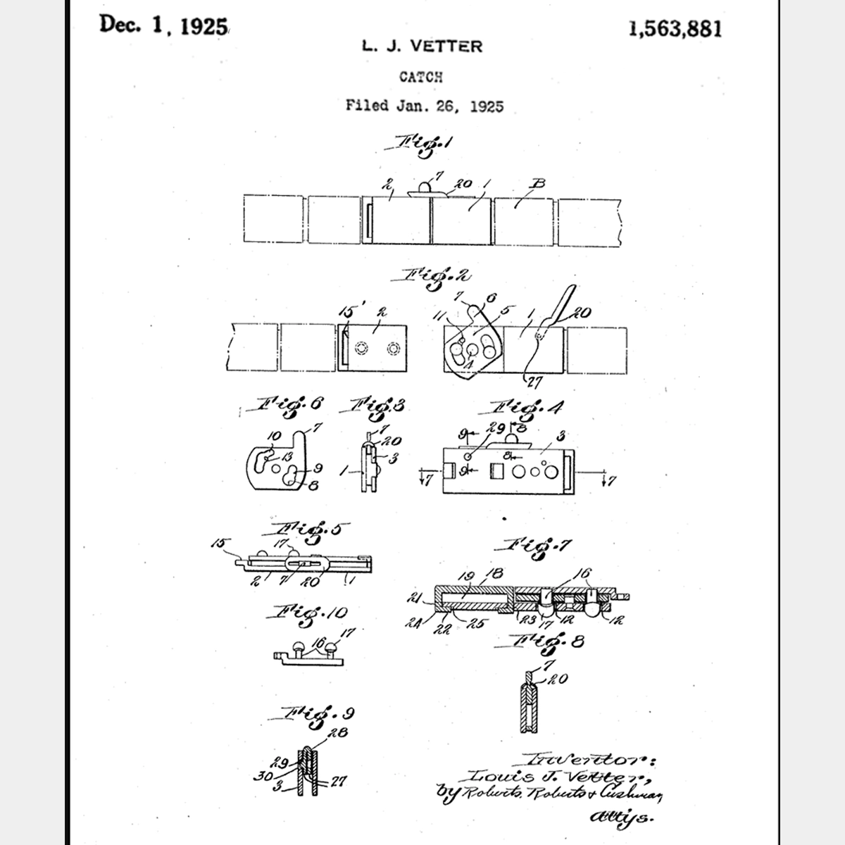 Rf Simmons Clasp Patent 1,563,881