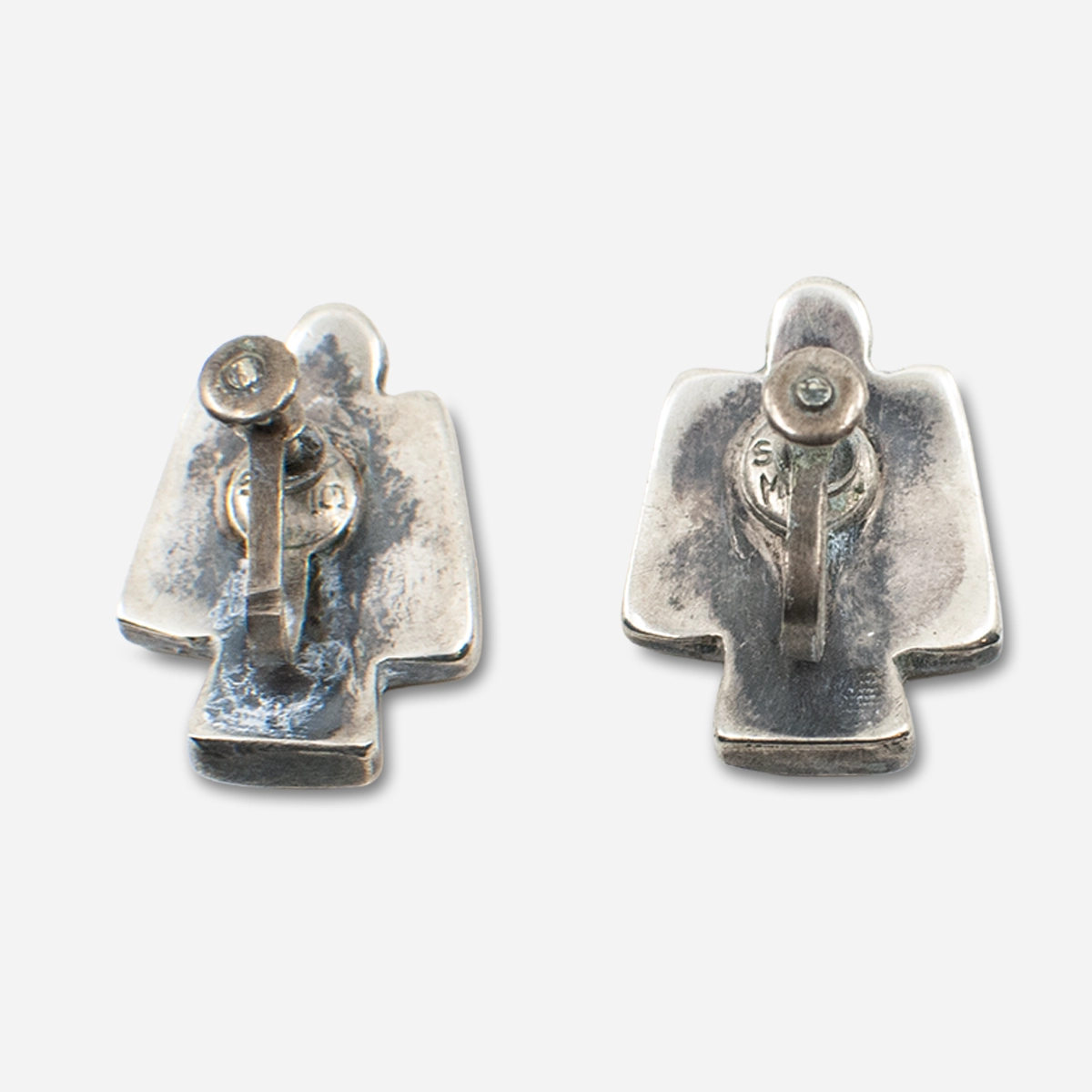 Back view of Taxco sterling silver screwback earrings