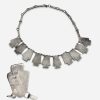 Vintage Sterling silver taxco mexico necklace Back view of Taxco sterling silver slap turquoise necklace