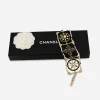 Vintage gold and pearl chanel bracelet with box Chanel gilt gold openwork bracelet with lobster clasp and extension chain.