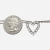 crystal open heart charm bracelet size