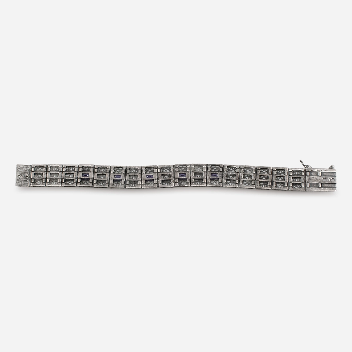 Inside view of Simmons sterling silver bracelet with locking clasp.