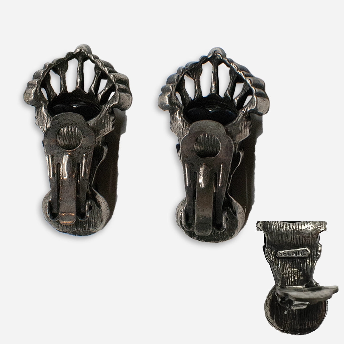 signed Selro Selini clip earrings backs